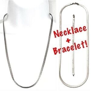 REVERSIBLE! 5MM Sterling Silver Italian Necklace & Bracelet Set! By Milor!